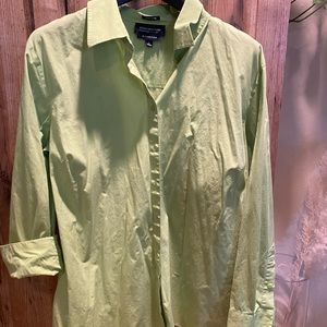 Light green, buttons down top, size XL